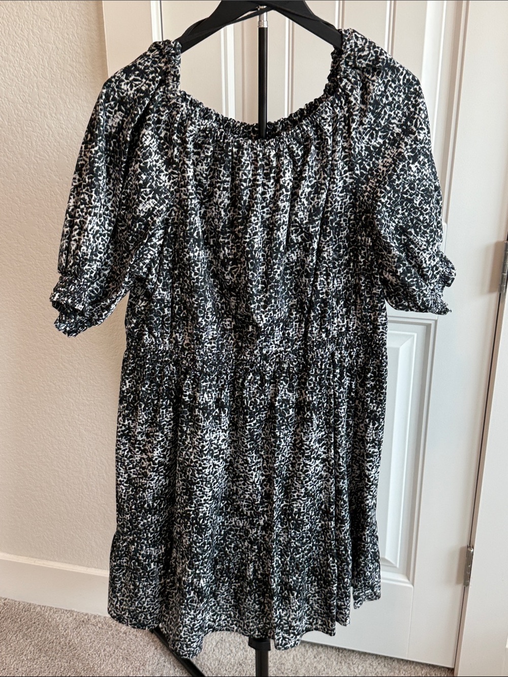 GAP Black and White Smocked Peasant Dress